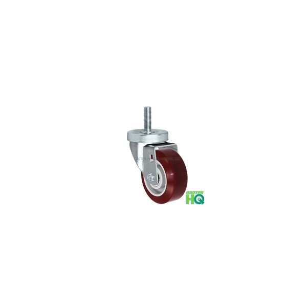 3" Threaded Stem Caster, Swivel Caster W/ Hi-Tech DURATOUGH Maroon